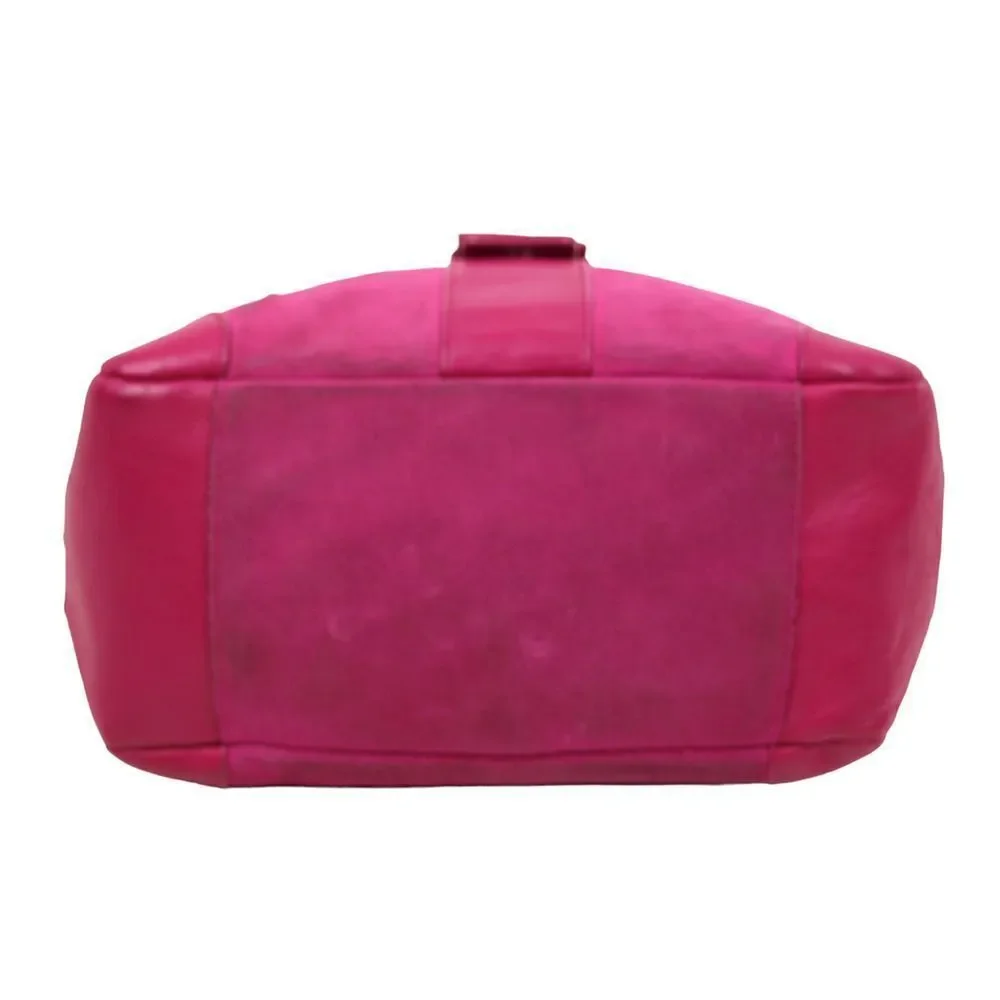 ROOMY BATH & BODY WORKS MAGENTA FAUX LEATHER SUEDE TOTE BOHO SHOULDER BAG PURSE